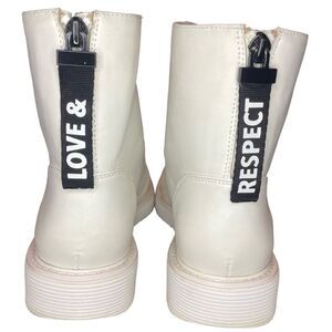 ALDO Women's White Love And Respect Lace Up Combat Boots Size 7